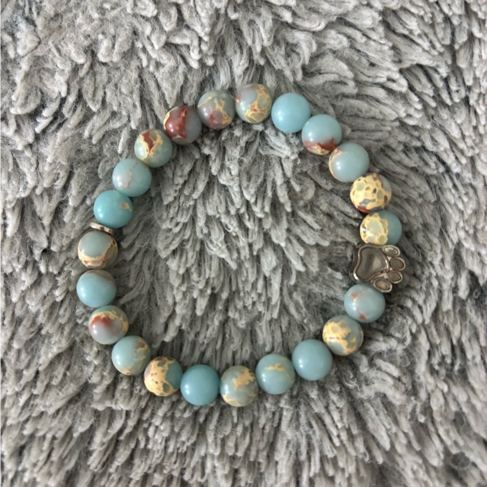 Blue and Beige Beaded Bracelet